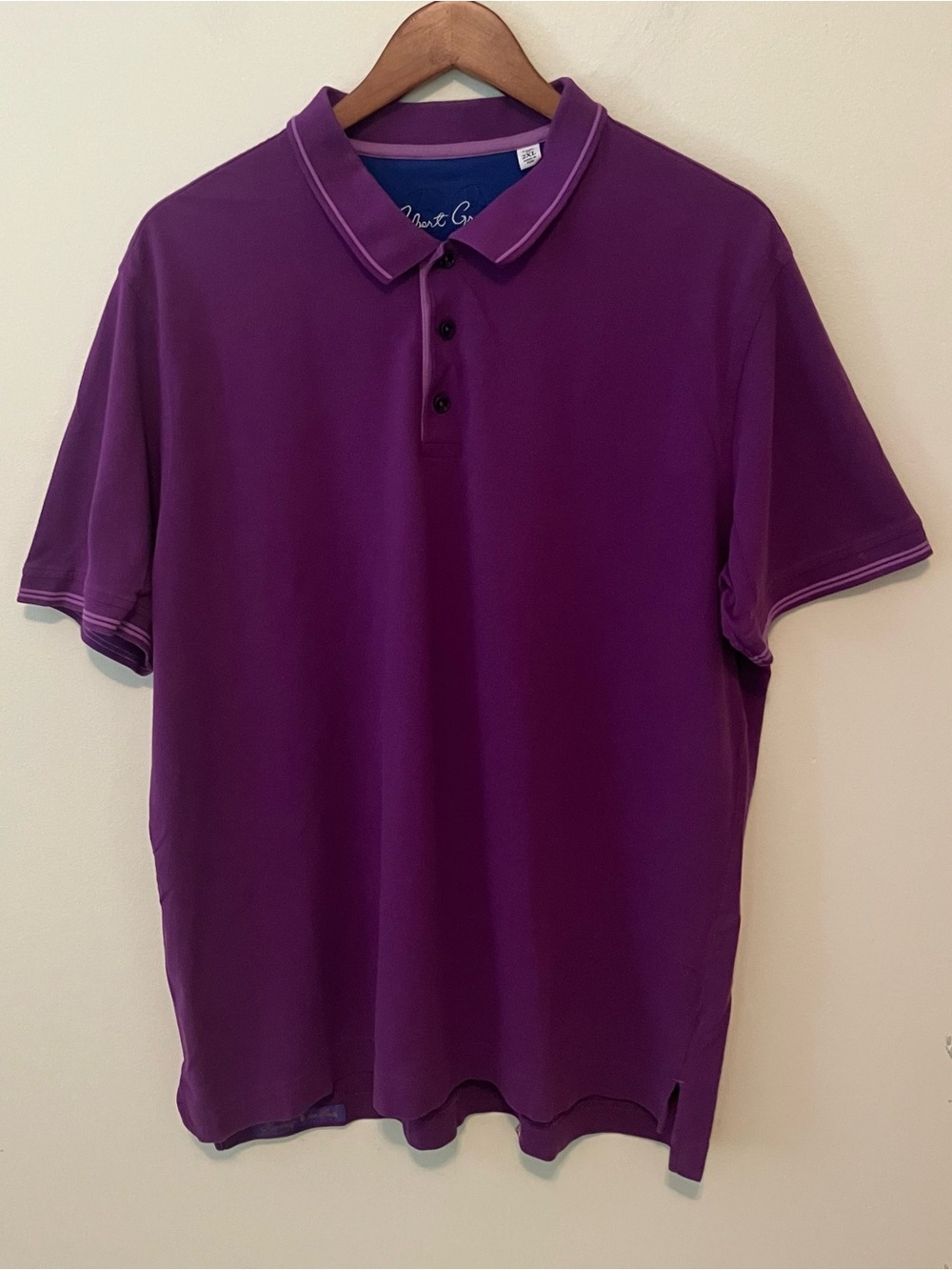 Robert Graham Polo Shirt Mens 2XL Purple Short Sleeve Golf Casual Preppy Peru